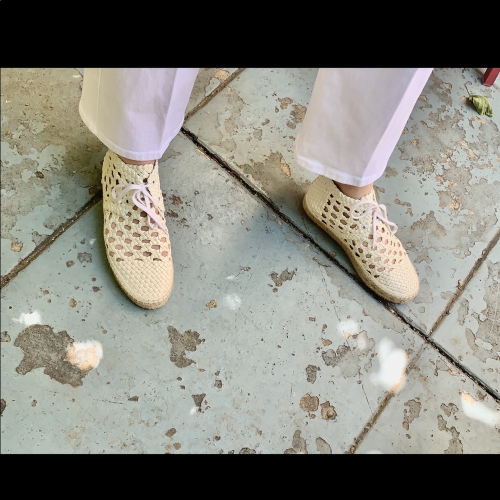 Celine White Espadrilles With Caning